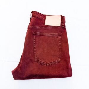 Rag & Bone Maya High-Rise Ankle Slim Button Burgundy Colored Denim Jeans Size 30